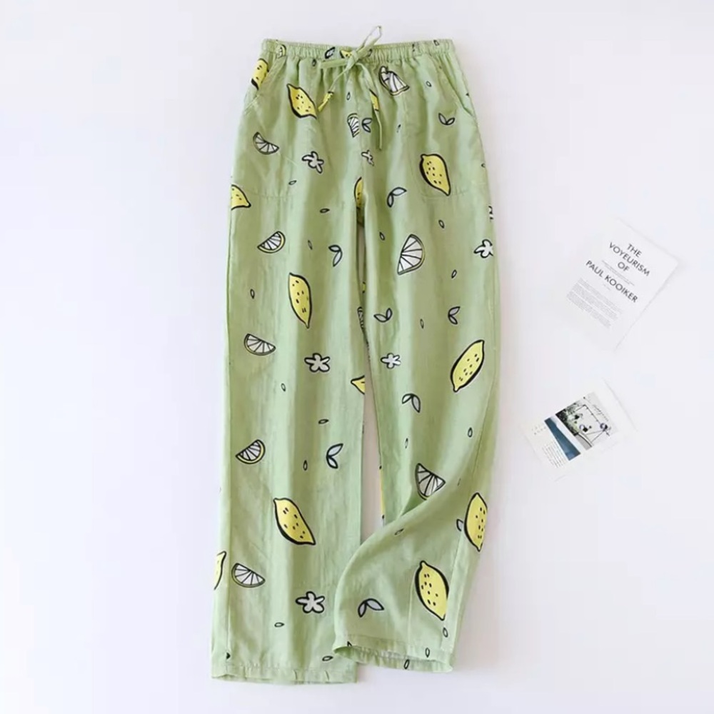 100% Gauze Cotton Pajama Pants Lemons